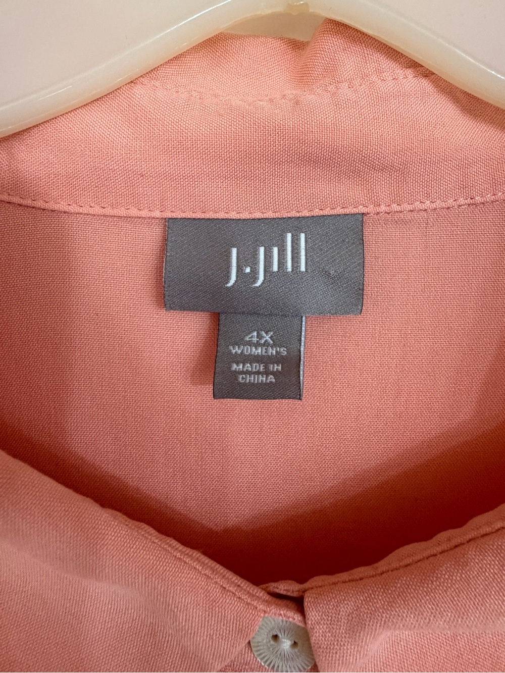 J. Jill Coral Button-Down Casuali Silk Shirt with Back Peplum - Picture 4 of 5